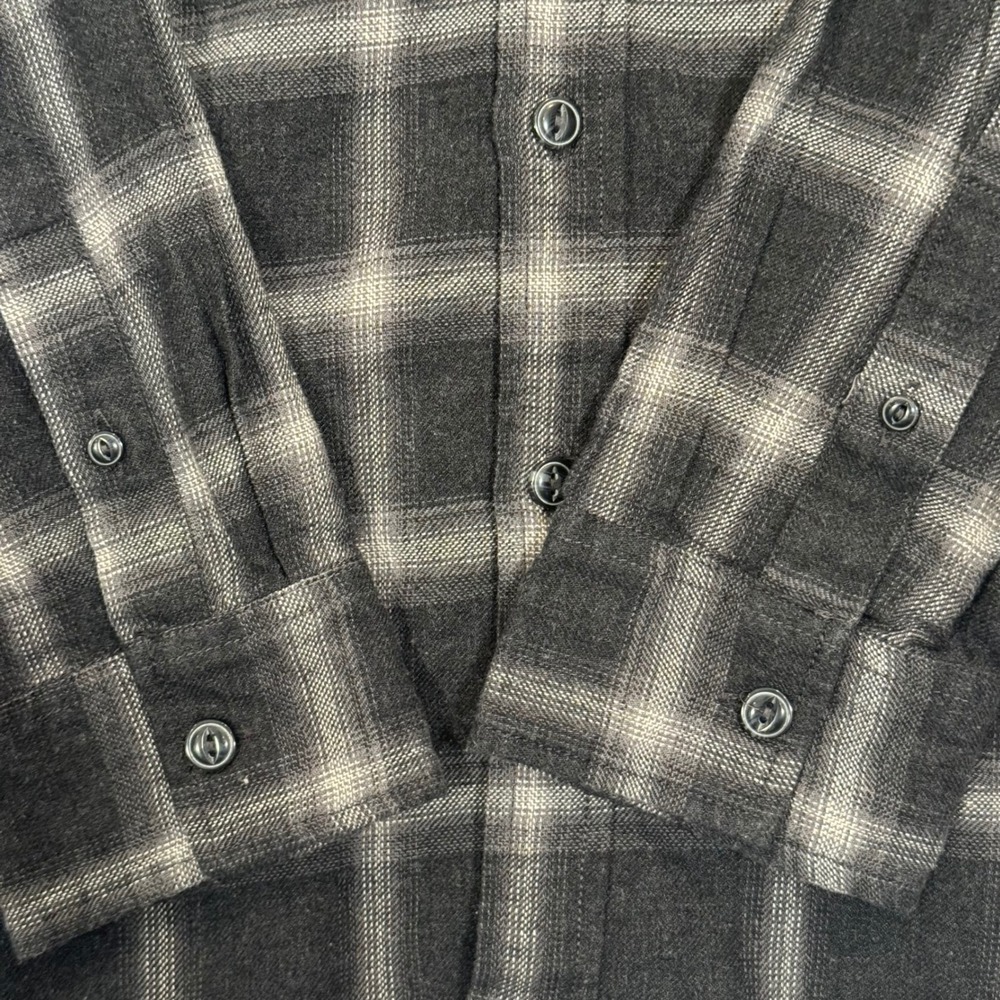 SRK Sunrise Kingdom Grey Plaid Flannel Button Down Shirt Large - Picture 4 of 8